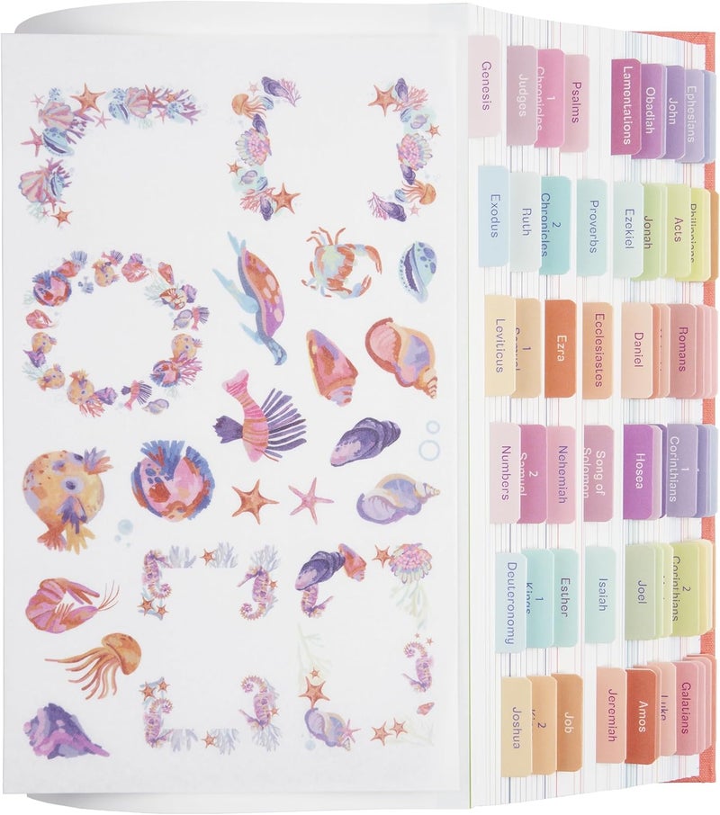 Believe - Bible Tabs with Stickers Included, Laminated Bible Tabs for Women and Men, Bible Accessories and Bible Study Supplies, Bible Book Tabs and Sticker Labels Designed for Bibles (Coral) - Image 1